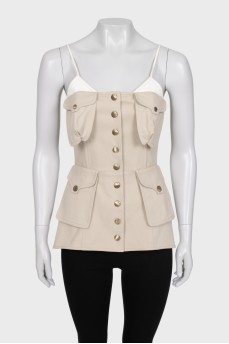 Beige top with buttons