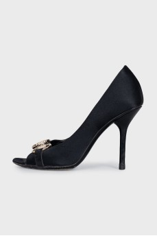 Textile shoes with gold decor