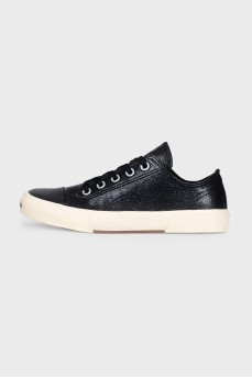 Leather sneakers with a logo on the front