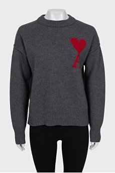 Wool jumper with brand logo and tag