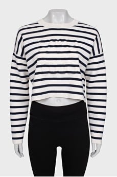Striped jumper with embossed logo
