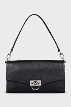 Leather shoulder bag with logo