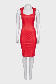 Red bodycon dress with a zipper
