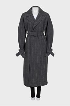 Pinstripe wool coat