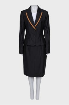 Black striped wool suit