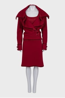 Red three-piece suit