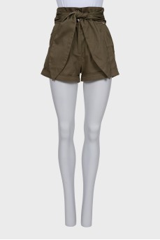 High-waisted drawstring shorts