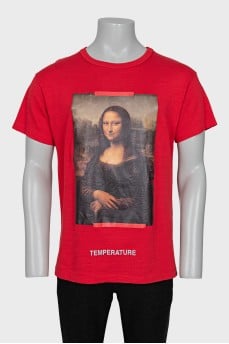 Men's red printed t-shirt