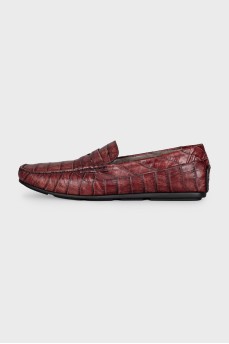 Men's red embossed loafers