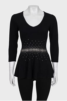 Cashmere sweater with rhinestones