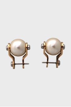 Gold earrings with imitation pearls