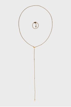 Set of gold necklace and ring