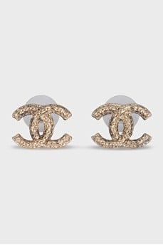 Gold-color logo-shaped earrings