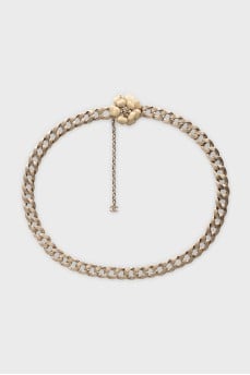 Metal belt with flower