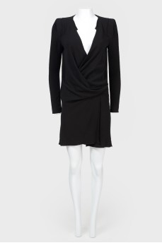 Knee-length wrap dress with deep neckline