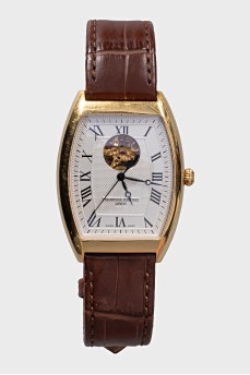 Men's mechanical watch with a leather strap