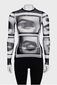 Transparent long sleeve with print