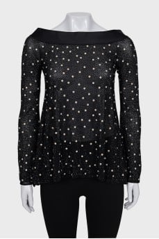 Black blouse with rhinestones