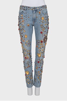 Джинси boyfriend fit з кристалами