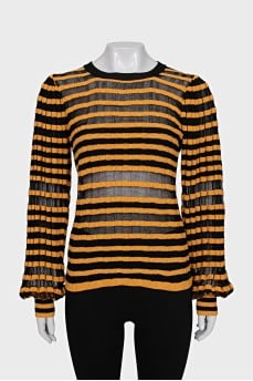Striped jumper with back fastening