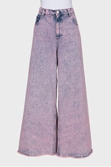 Wide-leg pink jeans