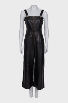 Leather jumpsuit with trousers