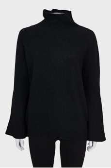 Black wool and cashmere sweater