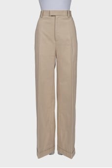 Beige wide-leg trousers