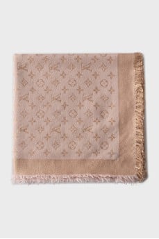 Beige scarf with brand logo