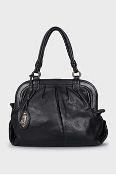 Leather bag with signature clochette