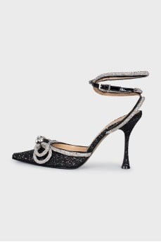 Black slingbacks with rhinestones