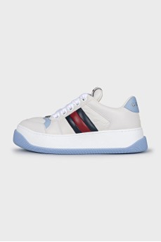Chunky white leather sneakers