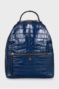 Leather backpack with embossing