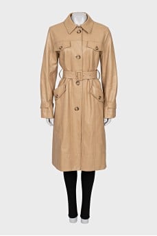 Beige faux leather coat