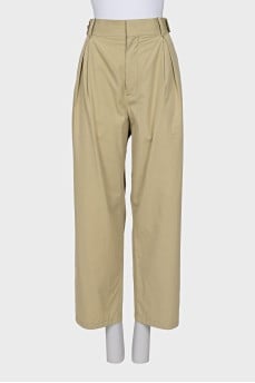 Beige high-waisted trousers
