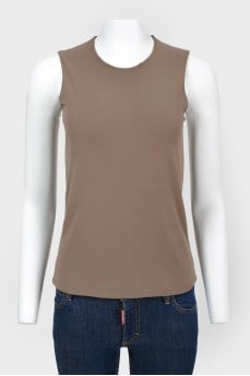 Basic brown silk top
