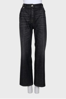 Wide-leg jeans with silver decoration