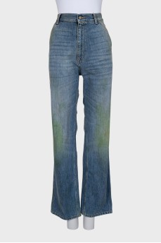 Paint stain effect jeans with tag