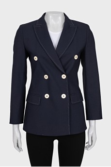 Blue double-breasted wool jacket