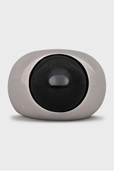 Silver ring with black crystal