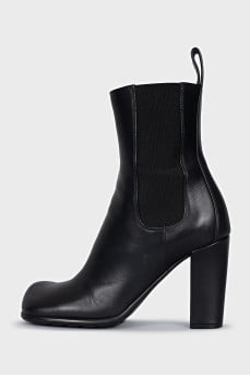 Black square toe ankle boots