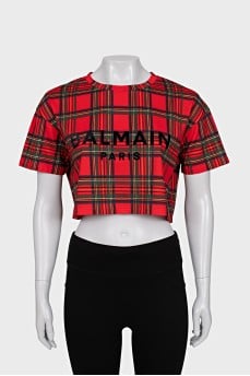 Plaid top with tag