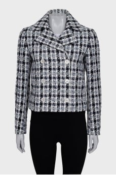 Double-breasted checkered jacket