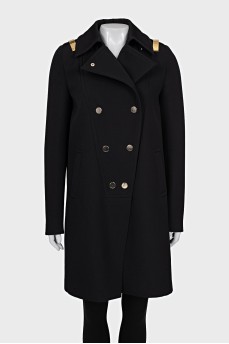 Wool coat with gold decor