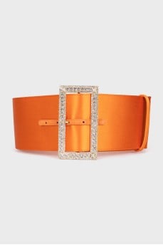 Satin belt with crystal buckle
