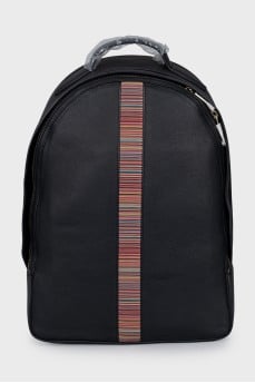 Men's leather backpack with tag