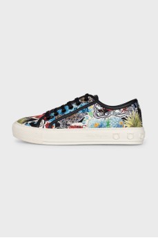 Textile sneakers with a floral print