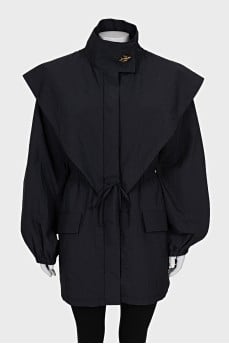 Black cloak with a high collar