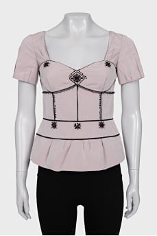 Fitted top decorated with crystals