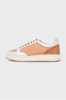 Men's brown leather sneakers